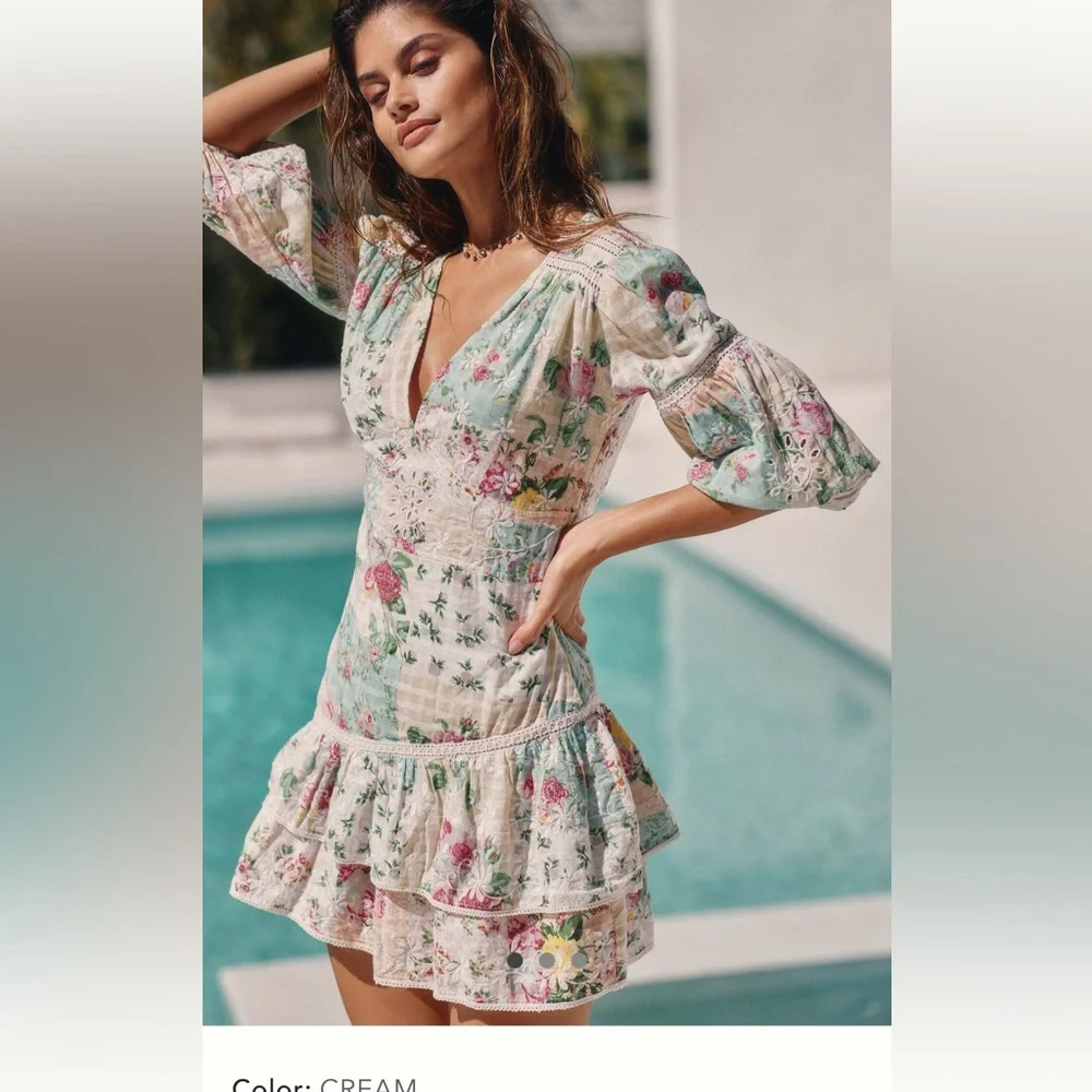 Anthropologie Barok Paris Ruffled V-Neck Mini Dress - Picture 1 of 4